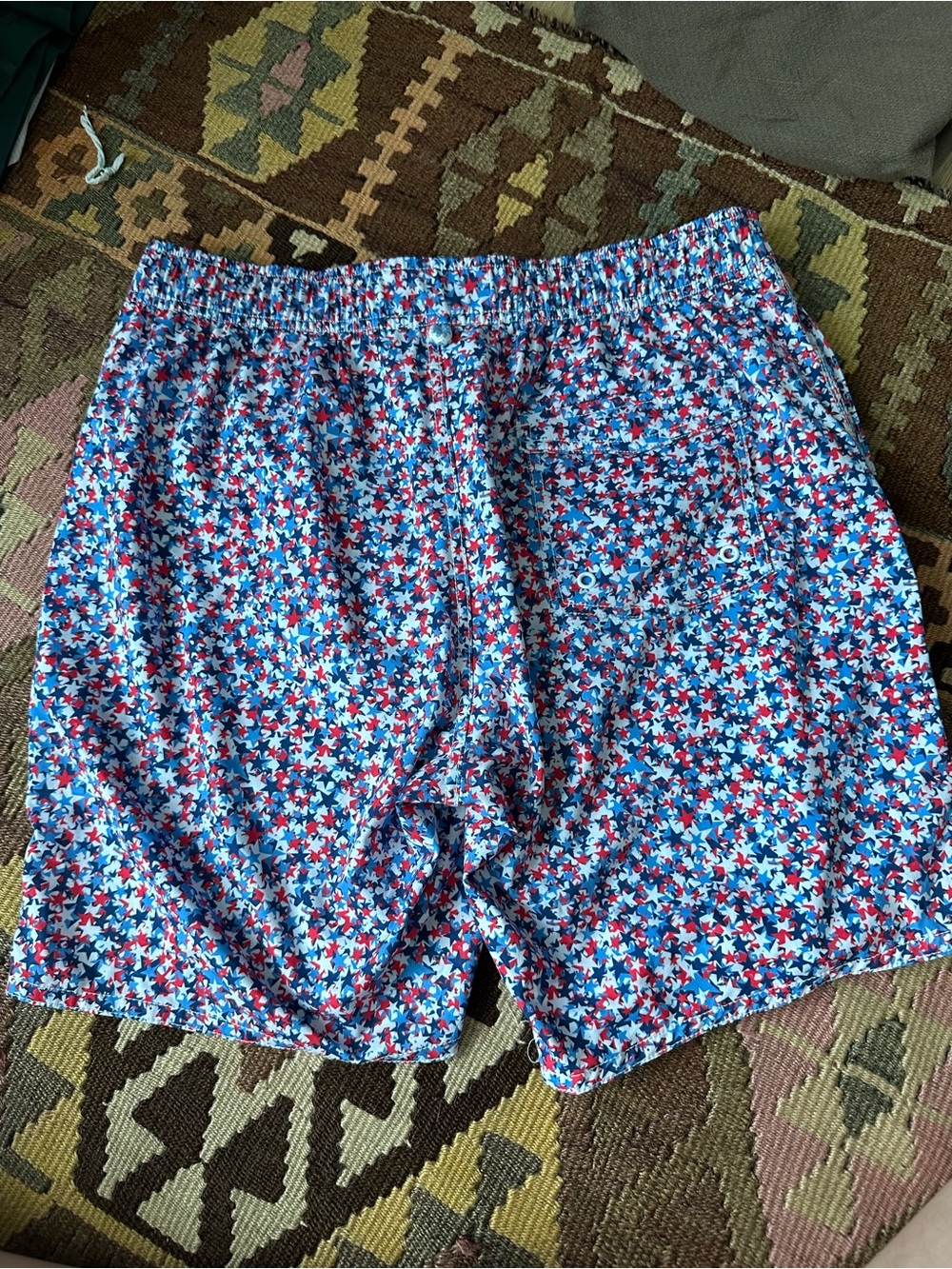johnnie-O Men's Confetti Star Print Swim Shorts - Red, Blue & White - Picture 3 of 4